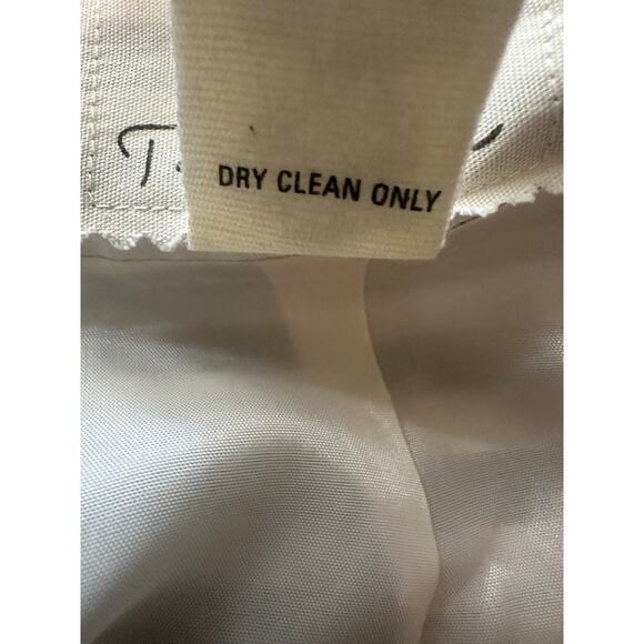 Tabitha Anthropologie Ivory Gray Striped Mini Skirt Pockets Lace Trim Size 4 - Picture 9 of 10